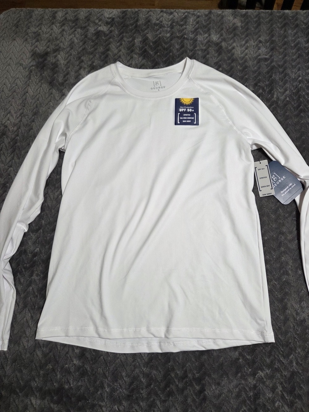 George Men’s White Long-Sleeve UPF 50+ Sun Shirt